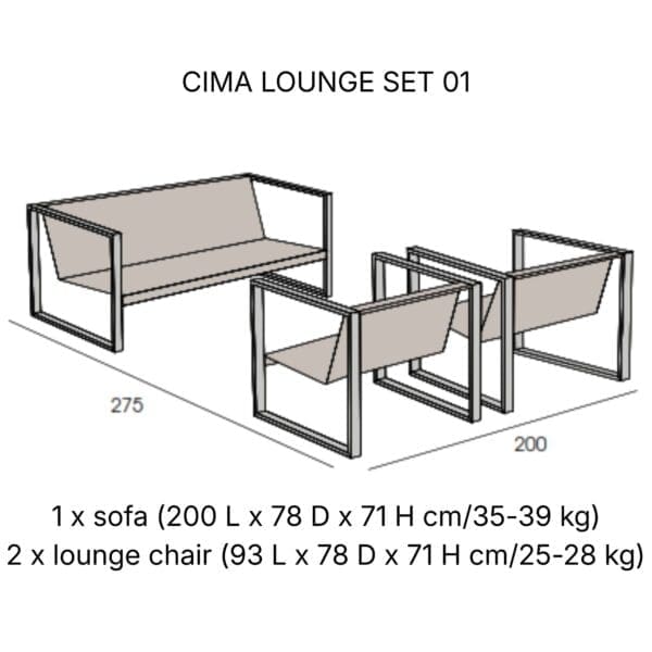 Image of line drawing of FueraDenrtro Cima Lounge Set 01
