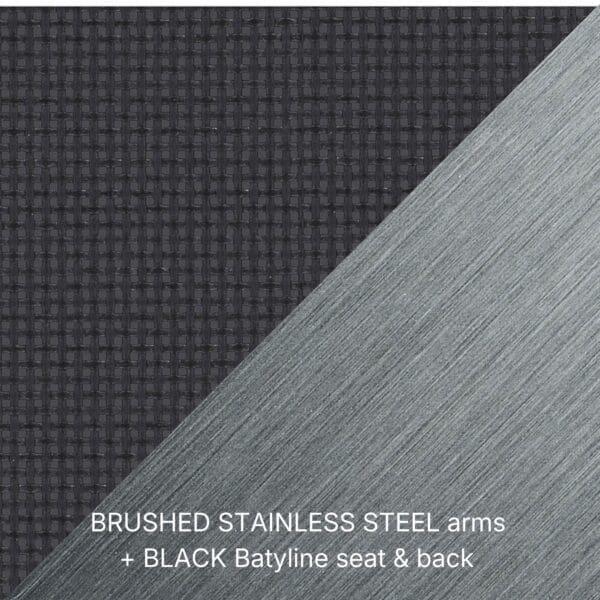 Image of black Batyline and brushed stainless steel swatch