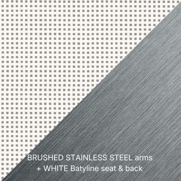 Image of white batyline and brushed stainless swatch
