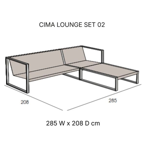 Line drawing of FueraDentro Cima Lounge Set 02