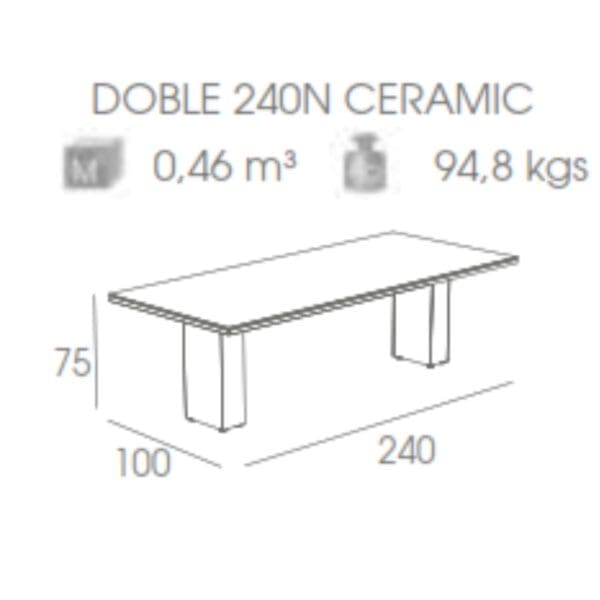 Image of line drawing of Doble 240 N minimalist garden table