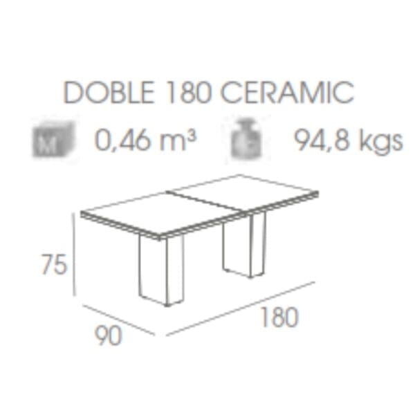 Image of line drawing of Doble 180 minimalist garden table
