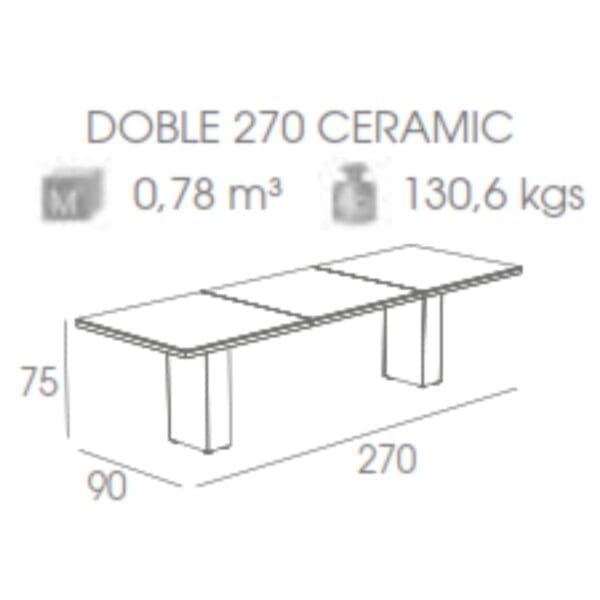 Image of line drawing of FueraDentro Doble 270 table