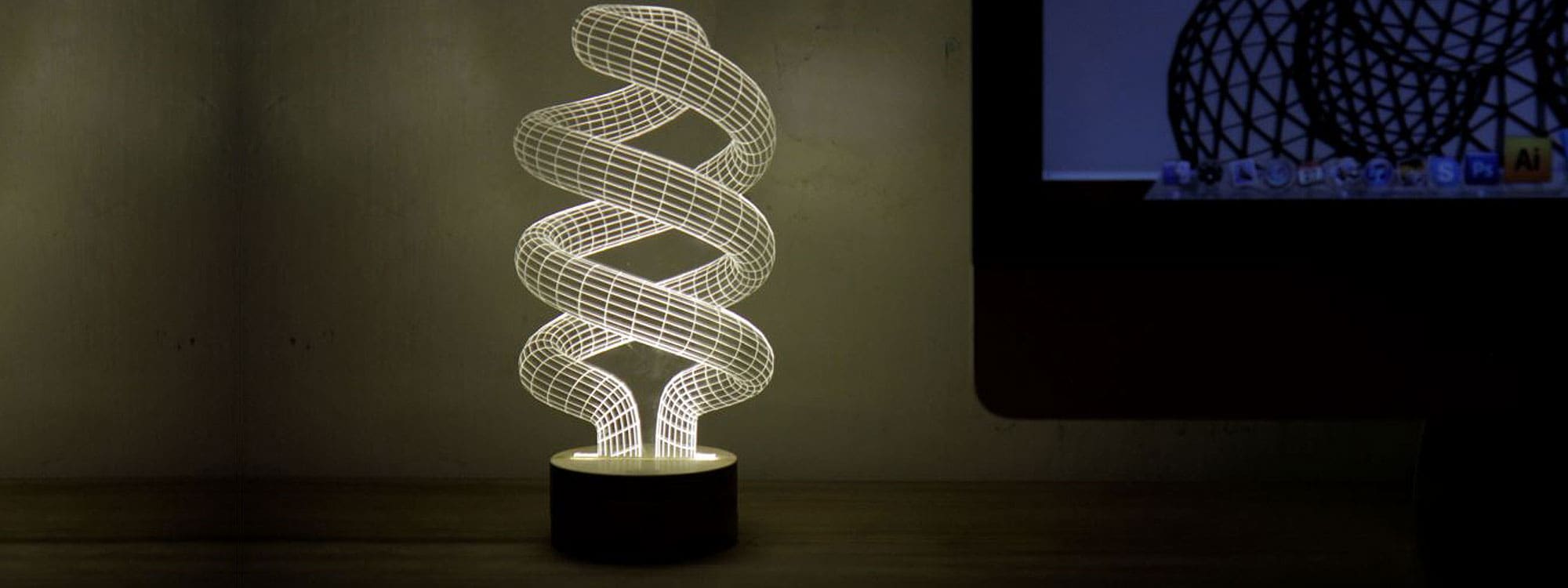 Image of Spiral geometric LED desk light by Studio Cheha optical illusion lighting