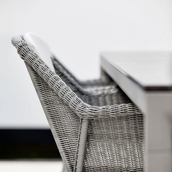 Image of detail of light-grey Cane-line weave structure of Breeze garden chair