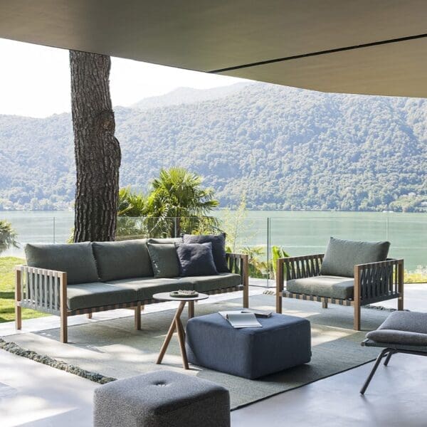Image of RODA Mistral Lounge furniture with Italian lake & woodland in the background