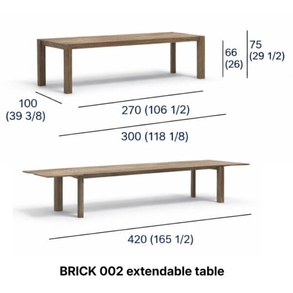 Line drawing of Roda BRICK extendable table 002