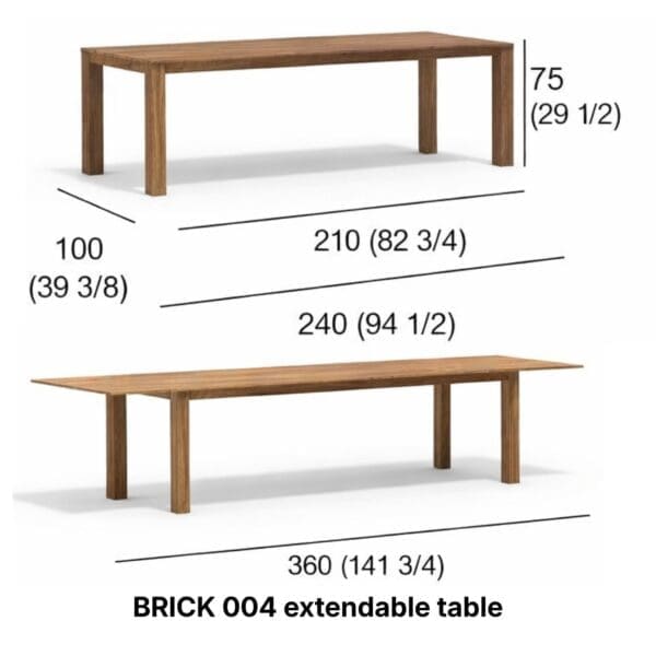 Line drawing of Roda BRICK extendable table 004