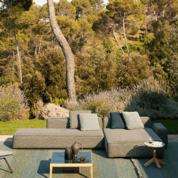 Image of Roda Dandy modern garden sofa composition 01 in POINT D13 Pine fabric
