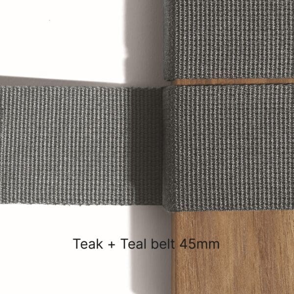 Image of swatch of teak & teal belt from RODA