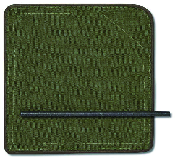 Image of swatch of Green coloured canvas and smoke coloured stainless steel used for Lawrence Butterfly chair by RODA garden furniture