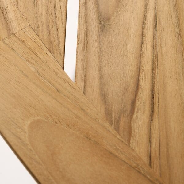 Image of detail of teak planks of Levante circular garden dining table by RODA