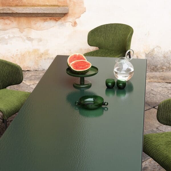 Image of RODA Plein Air rectangular garden table with Fern coloured wavy glass top