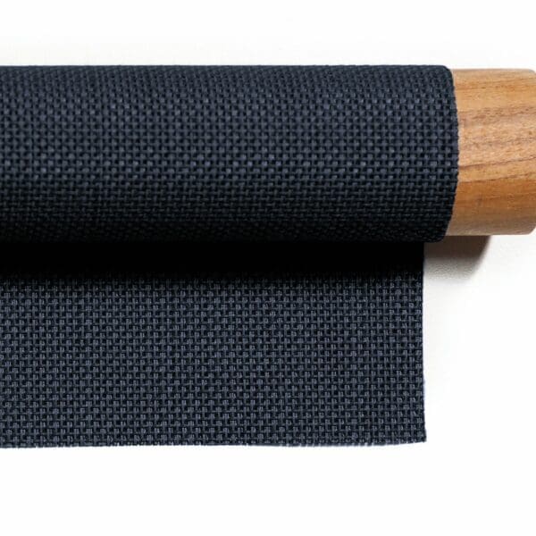 Image of swatch of Navy Batyline and teak wood used for RODA Teka luxury garden furniture