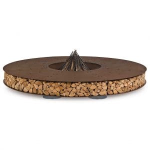 Image of AK47 Design Zero fire pit with logs and kindling ready to be lit