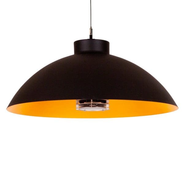 Studio image of black Hetsail Dome Pendant exterior ceiling heater