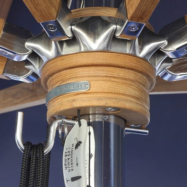 Image of Shady parasol's teak and stainless steel pulley and pin lifting system by Royal Botania