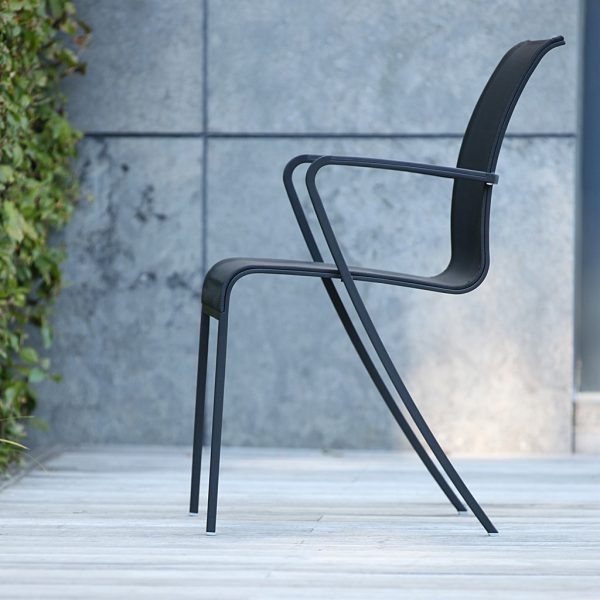 Image of sleek black QT55T garden dining chair by Royal Botania