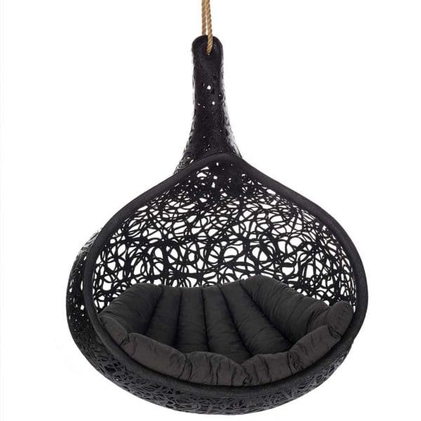 Small image of black Bios Nest swing chair and grey cushion by Unknown Nordic