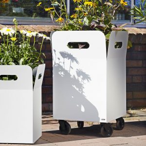 Image of Box large white planter with wheels by Flora