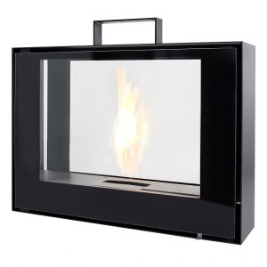 Studio image of Travelmate portable black fireplace by Conmoto, Germany