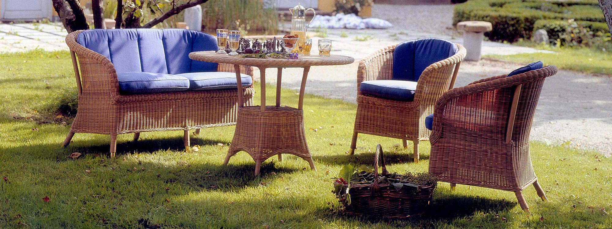 Image of Derby classic rattan garden chair in natural Cane-line weave by Cane-line