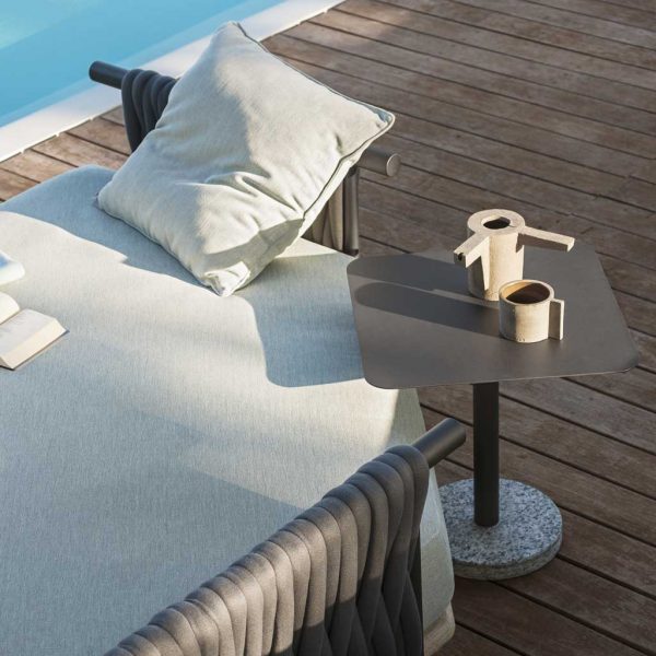 Image of detail of Eden outdoor daybed with Barnardo side table