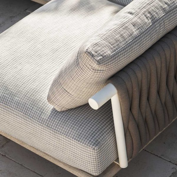 Image of back of Eden garden sofa with padded polyester belt back rest