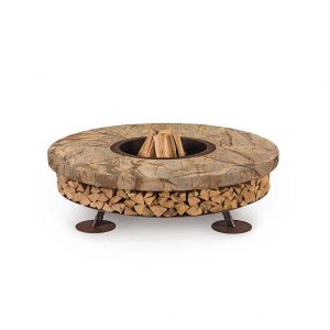 Image of Ercole fire pit with brown rain forest marble surround by AK47