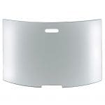 Studio image of curved glass fire screen with handle from Encompassco.com