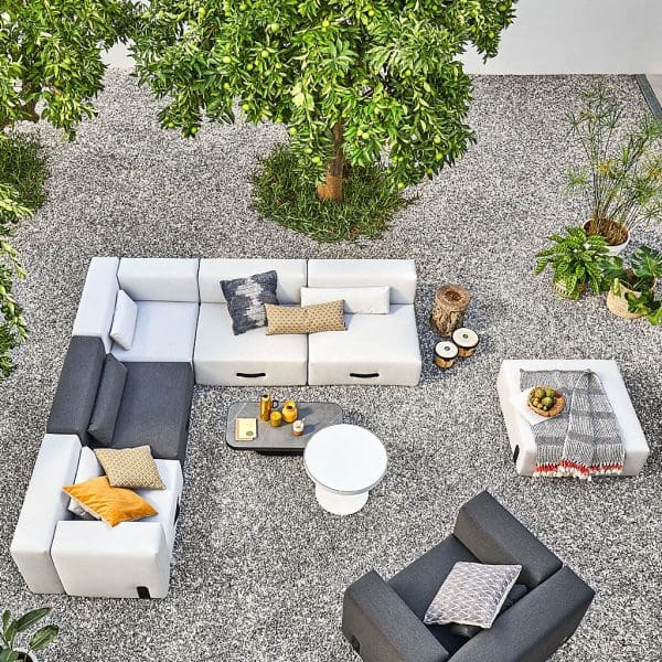 Image of aerial view of Grey & White Miami MODERN GARDEN Furniture SOFA In POrtugal