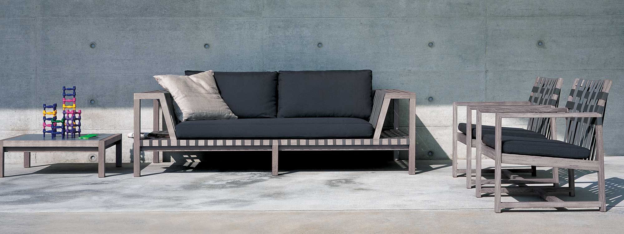 Image of weathered teak of Network garden sofa