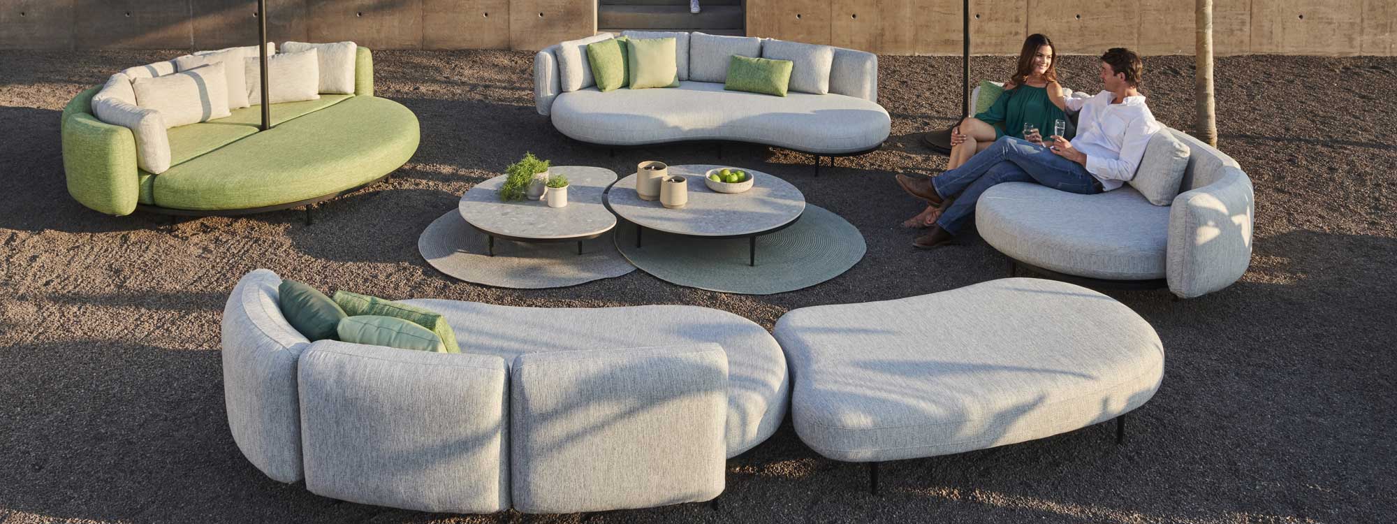 Avoid long lead times with Our Ready To Ship garden furniture, including luxury teak garden sofas, modern patio heaters & designer fire pits. Organix modern garden sofa is a curvaceous outdoor sofa in all-weather outdoor furniture materials by Royal Botania luxury garden furniture