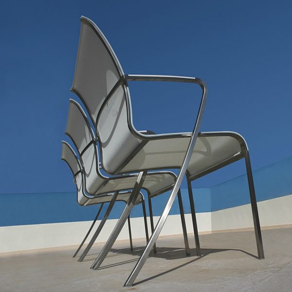 Image of row of white QT55 garden chairs by Royal Botania