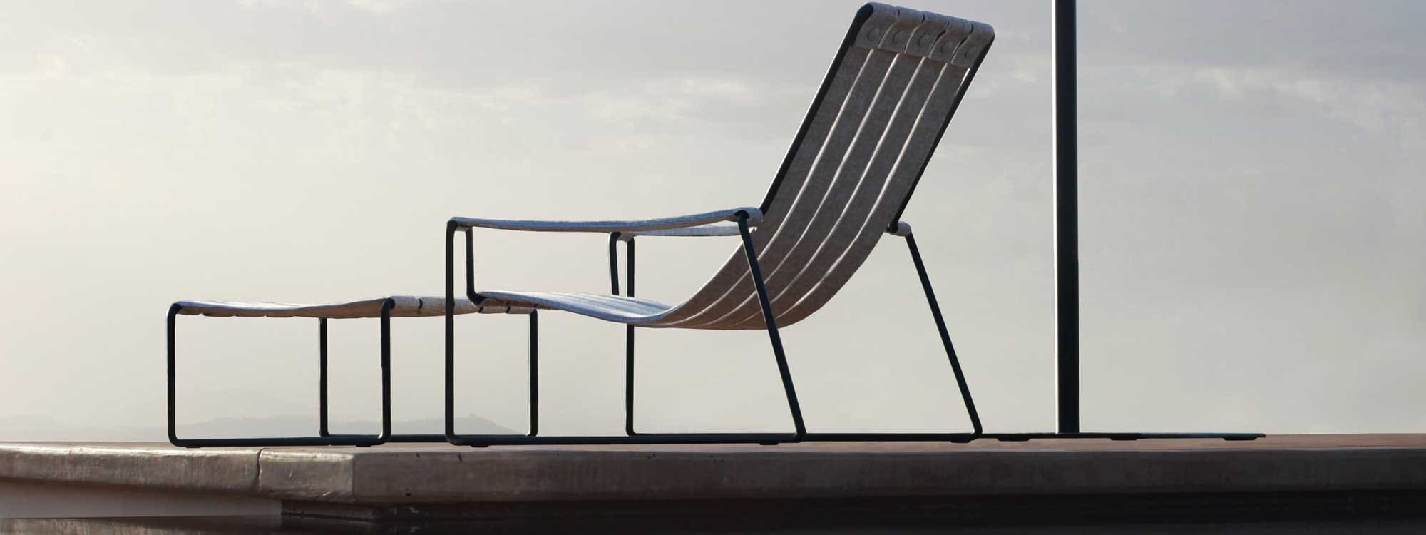 Image of silhouette of Royal Botania Strappy lounge chair & foot stool