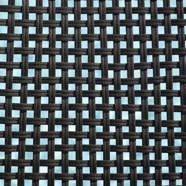 Image of swatch of black Cane-line rope used for Straw stainless steel garden chairs by Caneline