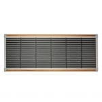 Studio image of RiZZ The New Standard large doormat 175 x 70 cm with silver aluminium frame with teak inserts