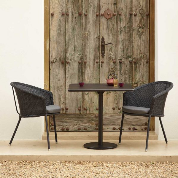 Image of pair of Trinity garden chairs and Go bistro table by Caneline