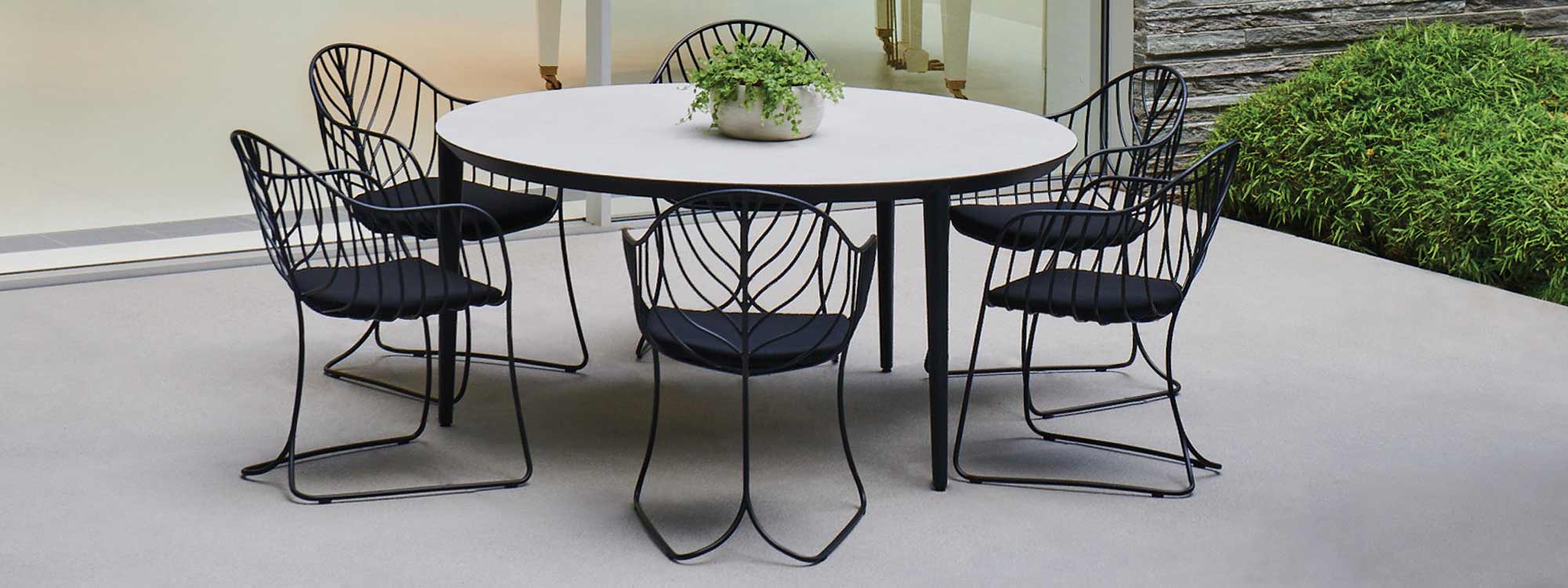 Image of Folia chair & U-nite circular garden table by Royal Botania