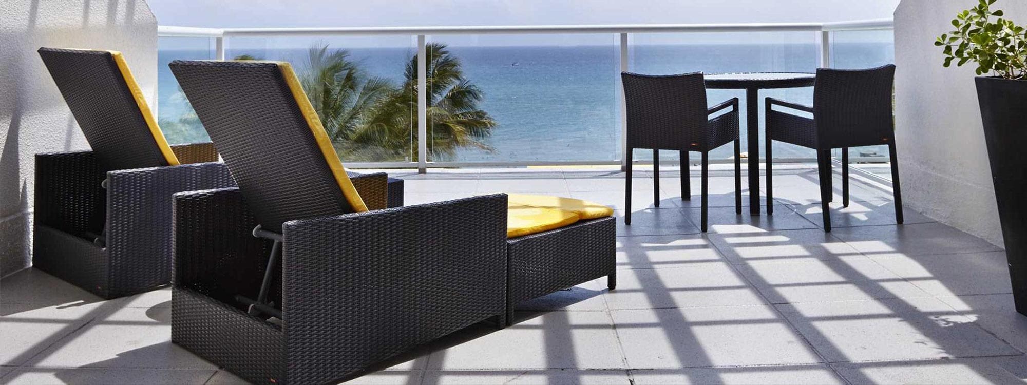 Image of contemporary sunbed from Encompass Furniture at Boca Beach Club, USA