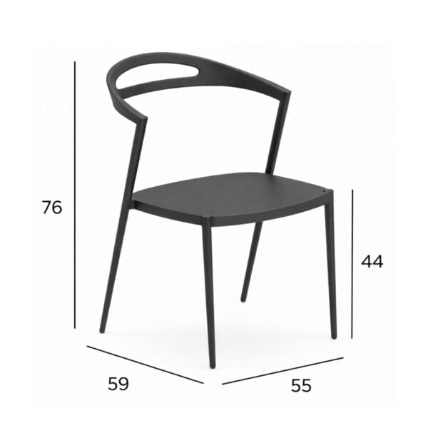 Image of line drawing of Royal Botania Styletto dining chair