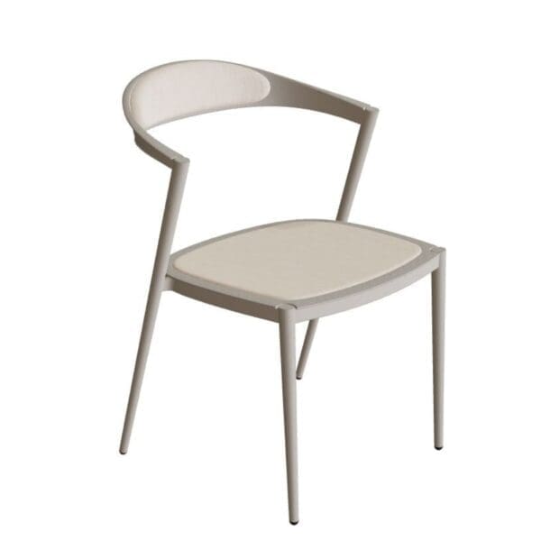 Studio image of Royal Botania Styletto 55 dining chair in Pebble aluminium
