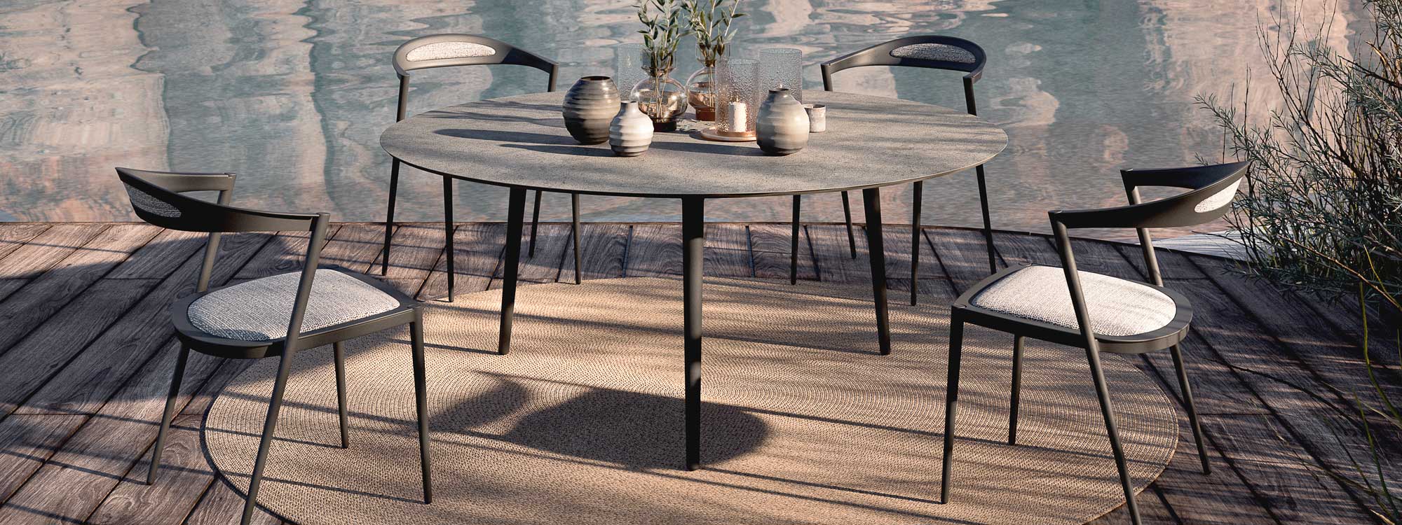 Image of Styletto circular garden table and chairs by Royal Botania