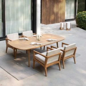 Image of Zenhit teak low chair & Styletto teak low dining table by Royal Botania