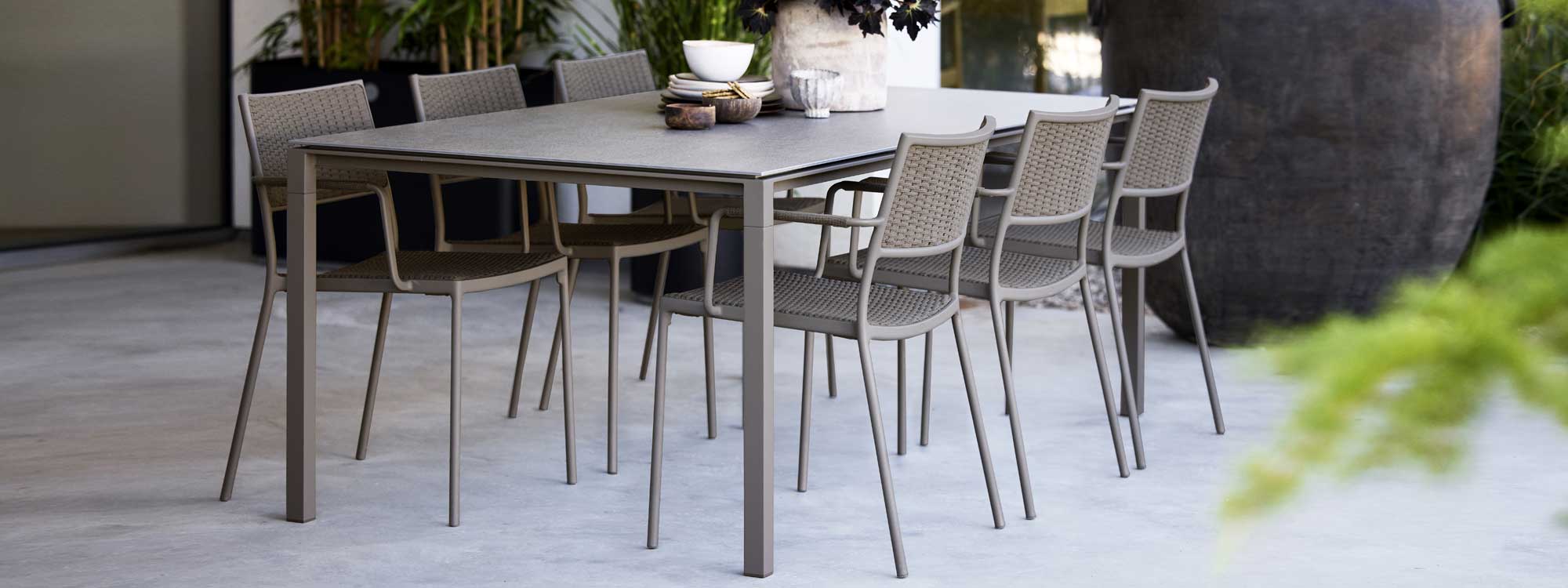 Image of taupe Soft Rope Less chairs and taupe Pure ceramic garden table by Cane-line