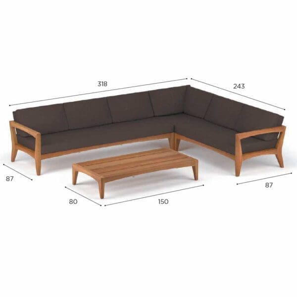 Zenhit Lounge Set 04 luxury teak corner sofa & chic L shape garden sofa, ready for immediate delivery, by Royal Botania modern teak furniture