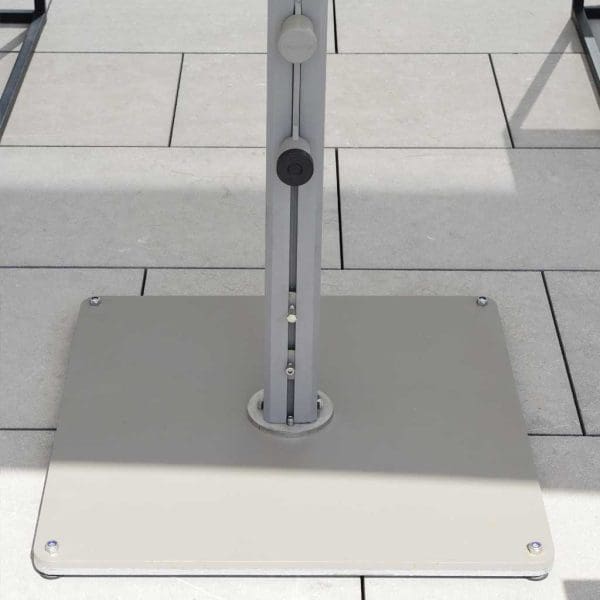 Image of Prostor P8 mast parasol's chemically anchored floor plate and powder coated aluminium mast