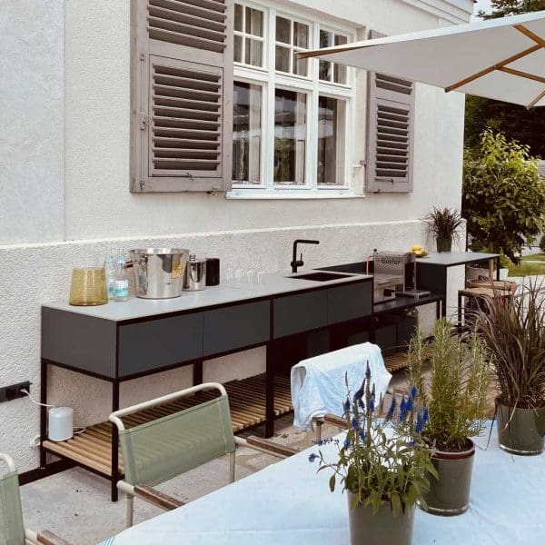 Image of Ticino Frame modular garden kitchen with linear design by Carsten Gollnick for Conmoto, Germany