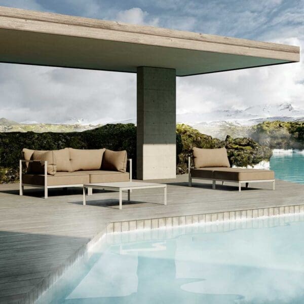 Image of Oiside 45 modern 2 seat garden sofa and chaise longue with simple modern design