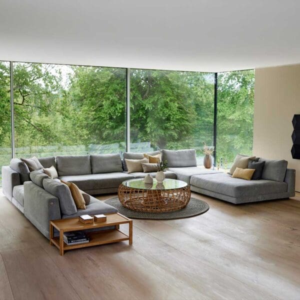 Image of large U shaped Scale contemporary sofa and daybed in Light-grey Cane-line Essence fabric
